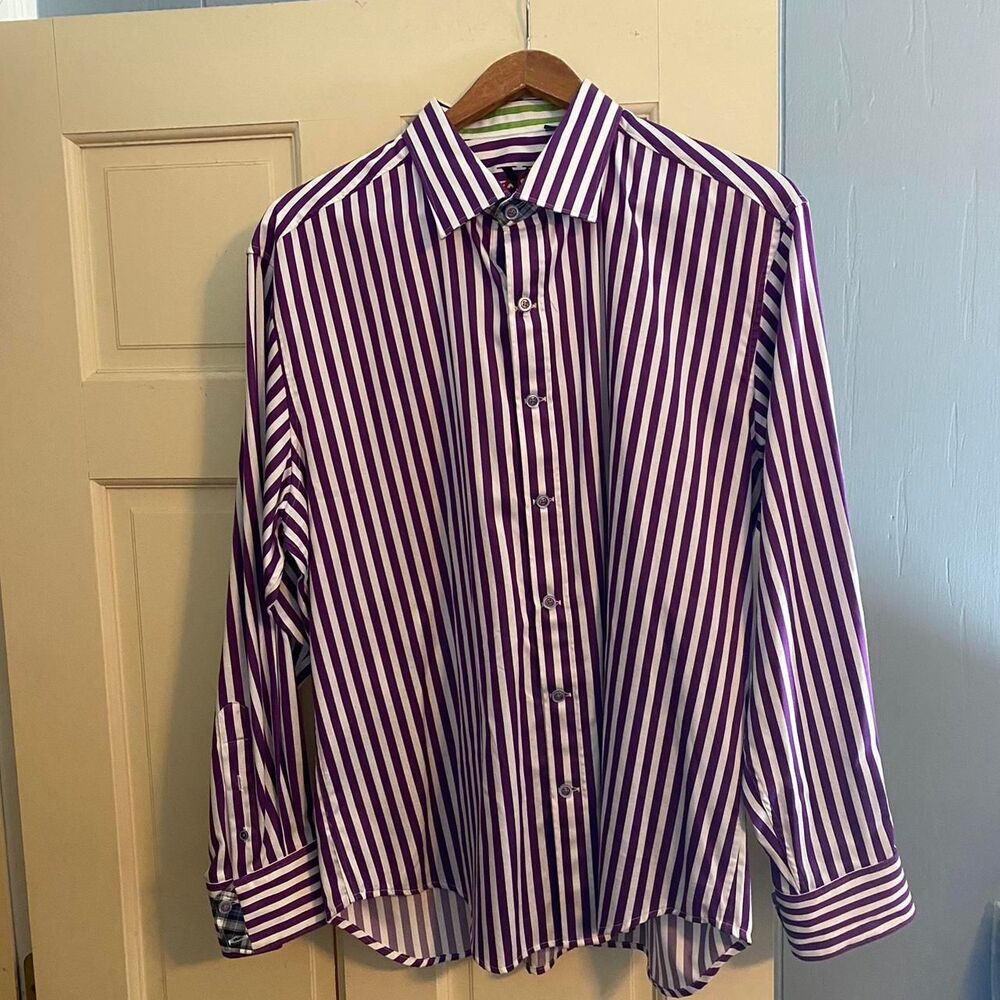 Retro Robert Graham striped button down shirt size XL